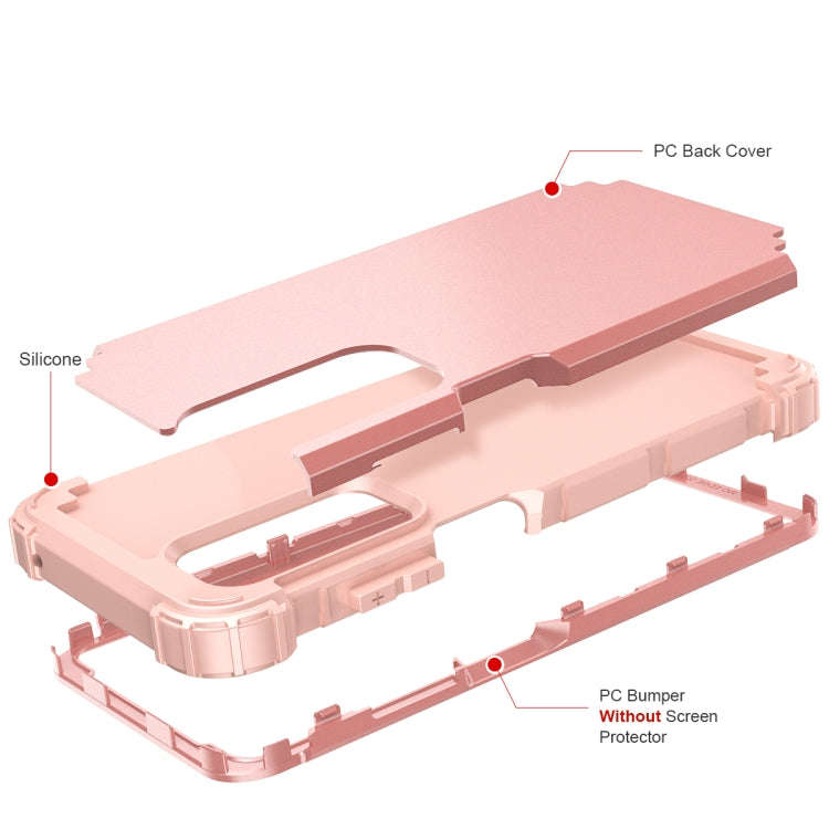 For Motorola Edge 2021 PC + Silicone Phone Case(Rose Gold)