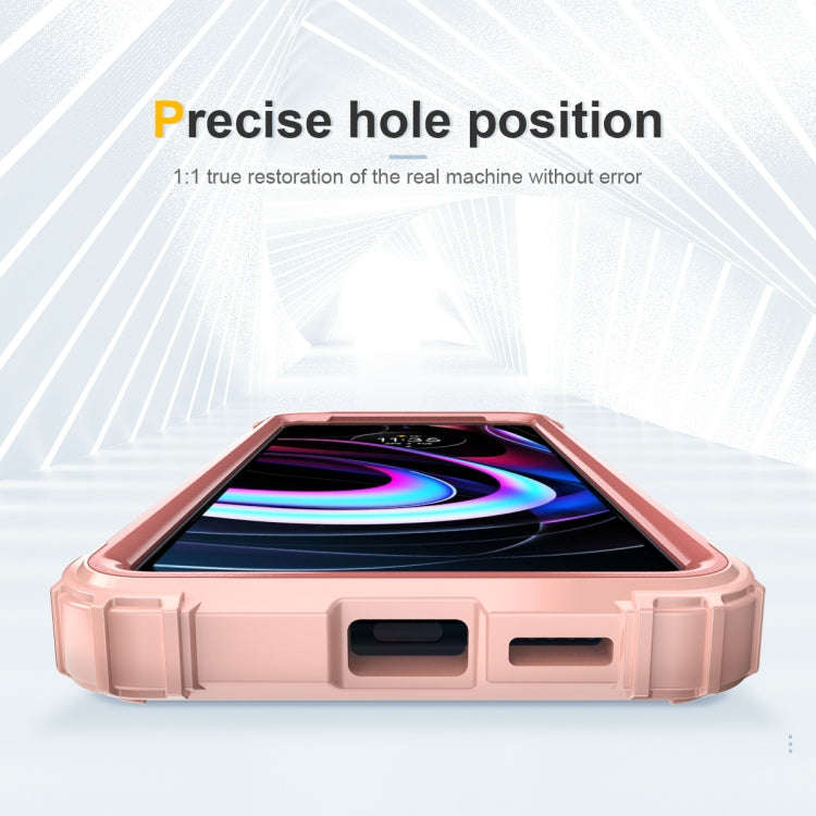 For Motorola Edge 2021 PC + Silicone Phone Case(Rose Gold)