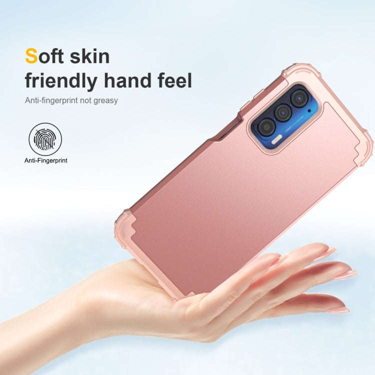 For Motorola Edge 2021 PC + Silicone Phone Case(Rose Gold)