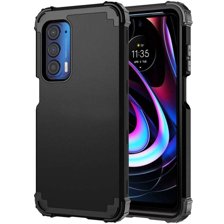 For Motorola Edge 2021 PC + Silicone Phone Case(Black)