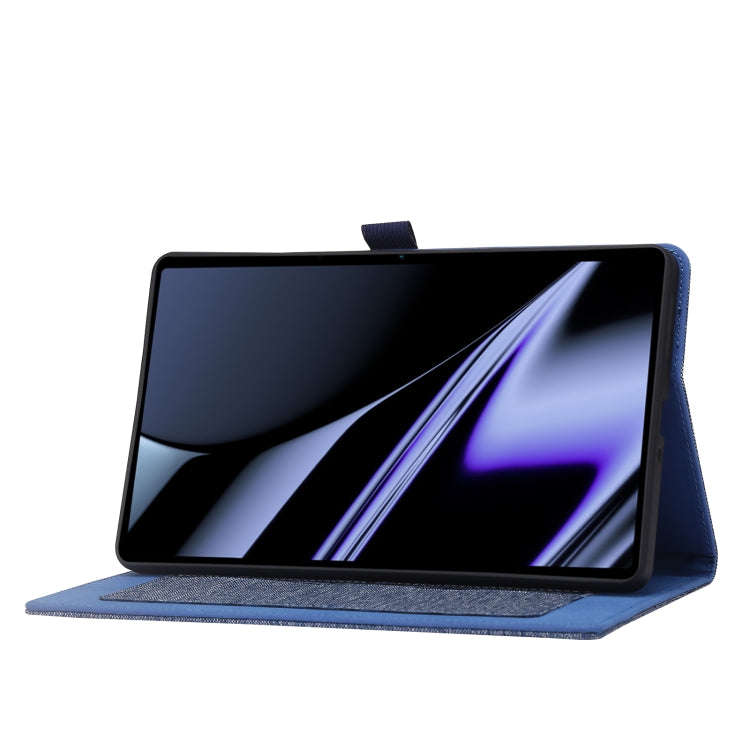 For OPPO Realme Pad mini Horizontal Flip TPU + Fabric PU Leather Tablet Case(Dark Blue)