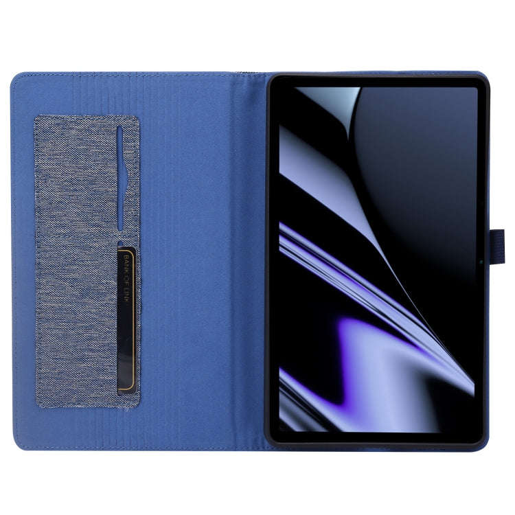 For OPPO Realme Pad mini Horizontal Flip TPU + Fabric PU Leather Tablet Case(Dark Blue)