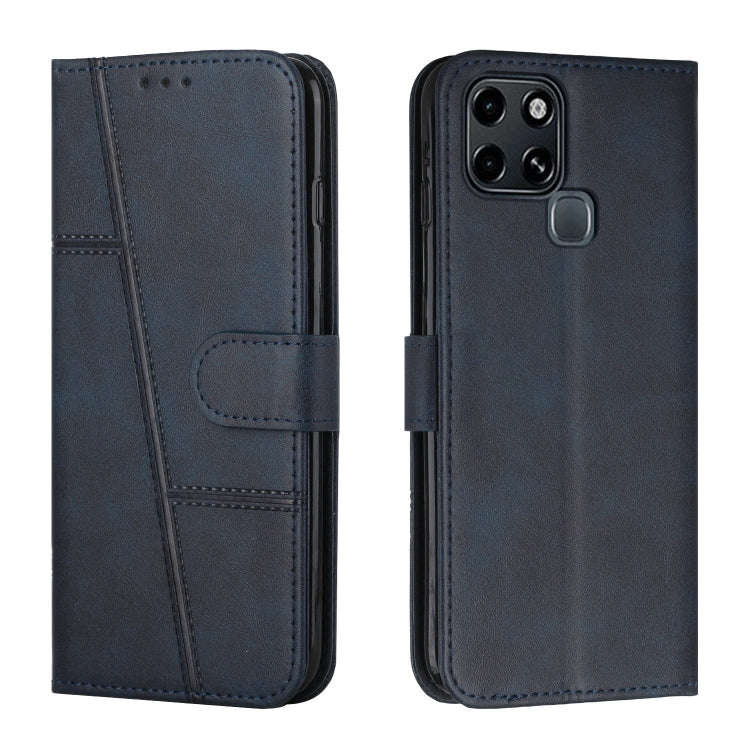 For Infinix Smart 6 Stitching Calf Texture Buckle Leather Phone Case(Blue)