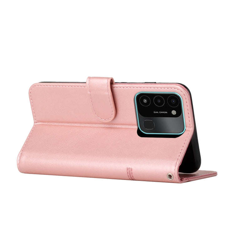 For Tecno Spark Go 2022 / Spark 8C Stitching Calf Texture Buckle Leather Phone Case(Pink)