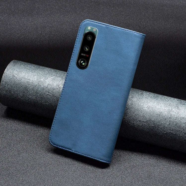 For Sony Xperia 5 III Magnetic RFID Blocking Anti-Theft Leather Phone Case(Blue)
