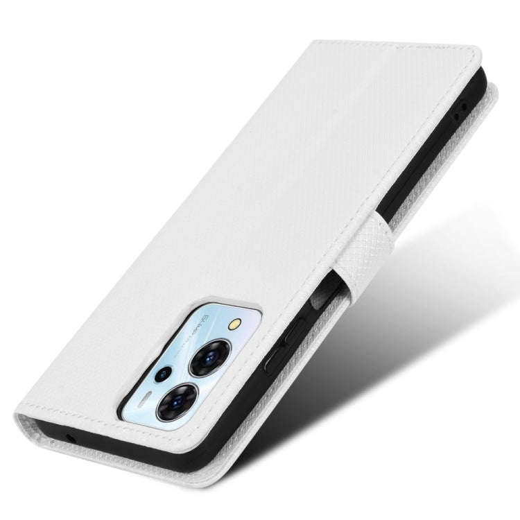 For ZTE Blade V40 Pro Diamond Texture Leather Phone Case(White)