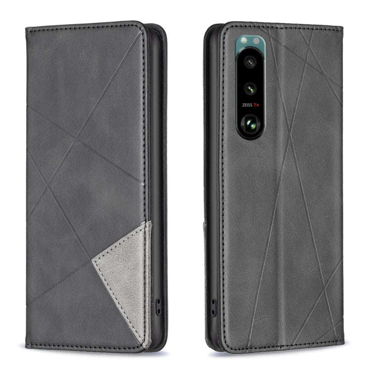 For Sony Xperia 5 III Prismatic Invisible Magnetic Leather Phone Case(Black)