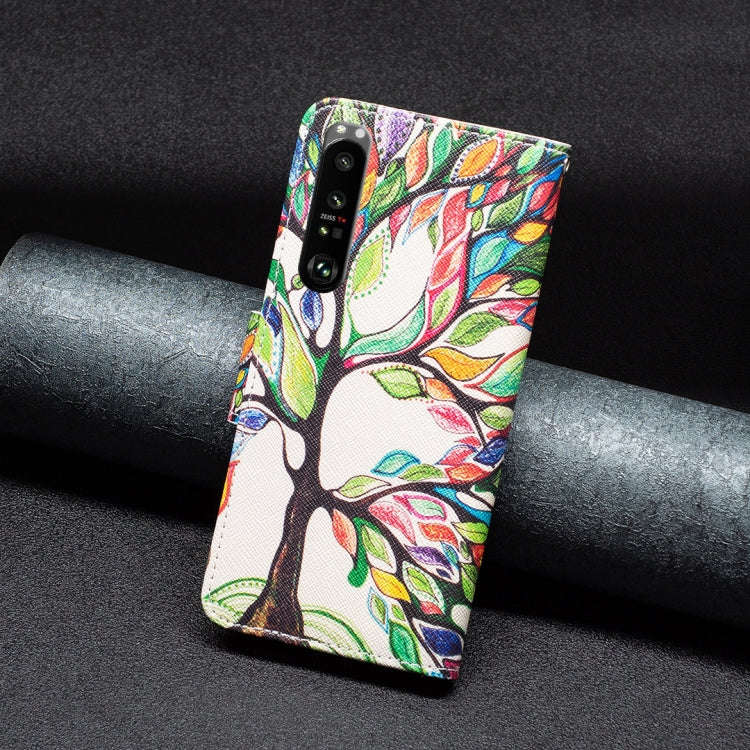 For Sony Xperia 1 III Drawing Pattern Leather Phone Case(Tree Life)