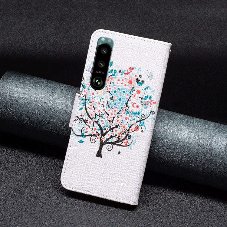 For Sony Xperia 5 III Drawing Pattern Leather Phone Case(Tree)
