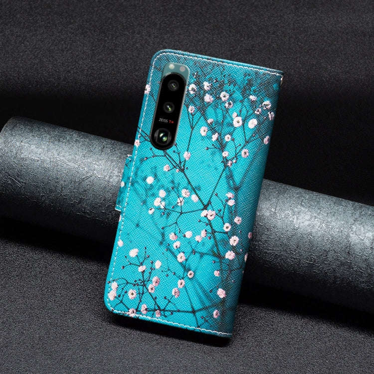 For Sony Xperia 5 III Drawing Pattern Leather Phone Case(Plum Blossom)