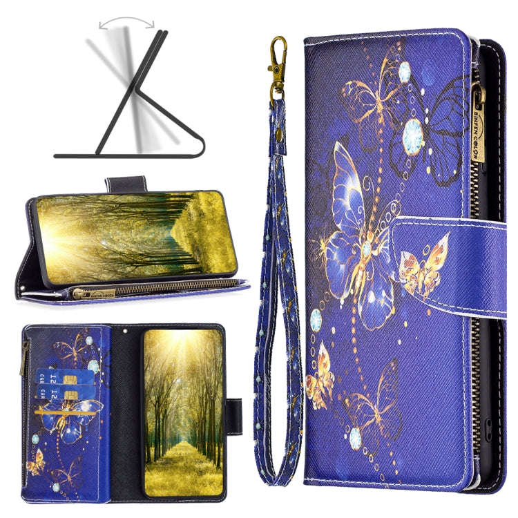 For Sony Xperia 1 III Colored Drawing Pattern Zipper Horizontal Flip Phone Leather Case(Purple Bu...