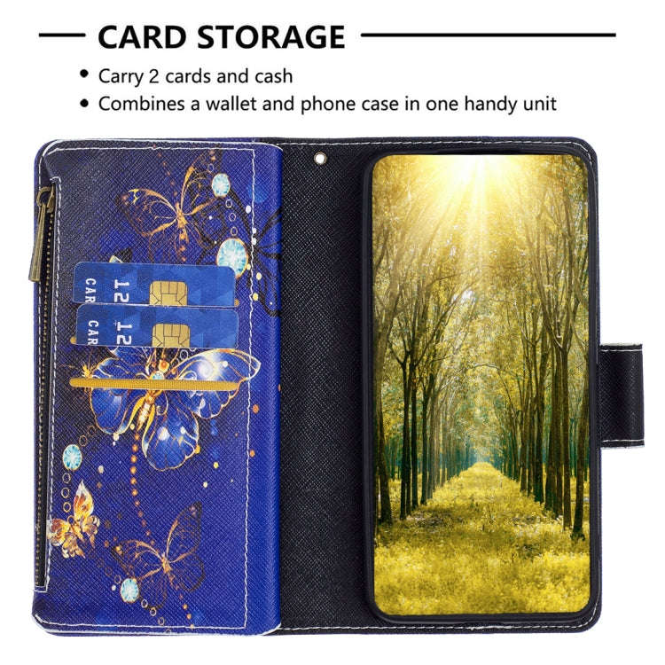 For Sony Xperia 1 III Colored Drawing Pattern Zipper Horizontal Flip Phone Leather Case(Purple Bu...