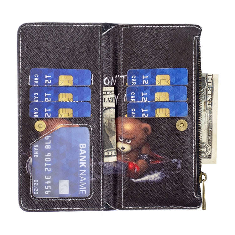 For Sony Xperia 1 III Colored Drawing Pattern Zipper Horizontal Flip Phone Leather Case(Bear)