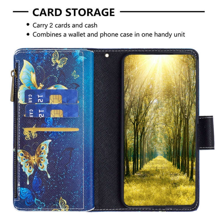 For Sony Xperia 1 III Colored Drawing Pattern Zipper Horizontal Flip Phone Leather Case(Gold Butt...
