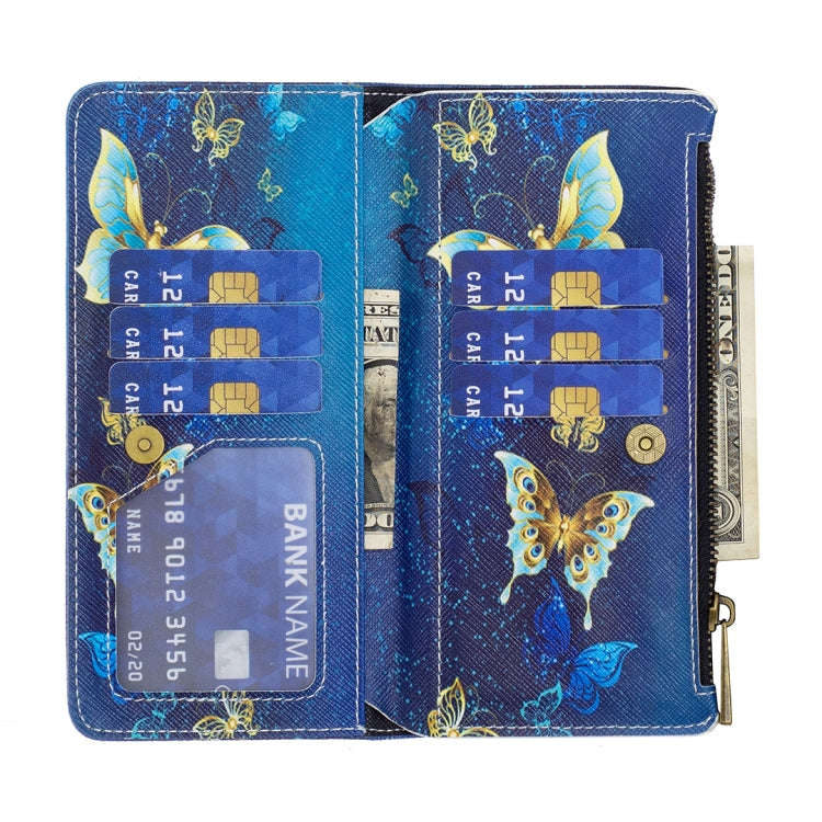 For Sony Xperia 1 III Colored Drawing Pattern Zipper Horizontal Flip Phone Leather Case(Gold Butt...