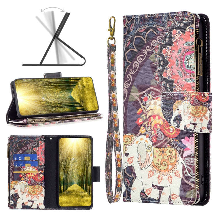 For Sony Xperia 1 III Colored Drawing Pattern Zipper Horizontal Flip Phone Leather Case(Flower El...