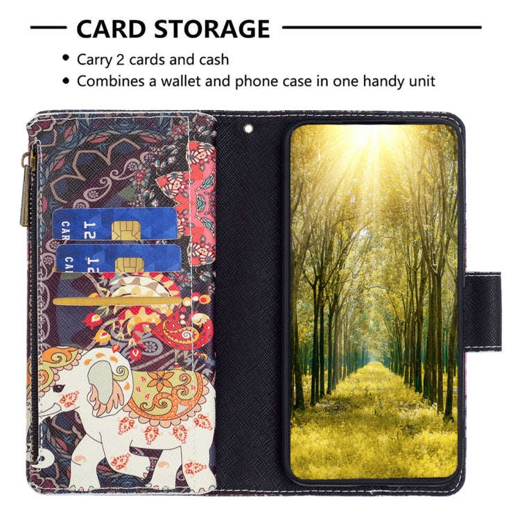 For Sony Xperia 1 III Colored Drawing Pattern Zipper Horizontal Flip Phone Leather Case(Flower El...
