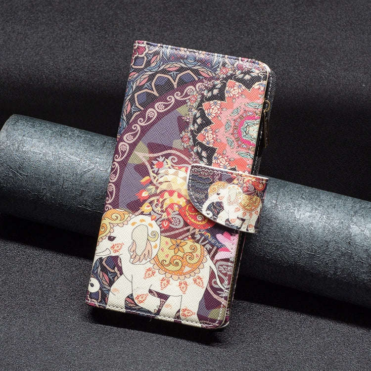 For Sony Xperia 1 III Colored Drawing Pattern Zipper Horizontal Flip Phone Leather Case(Flower El...