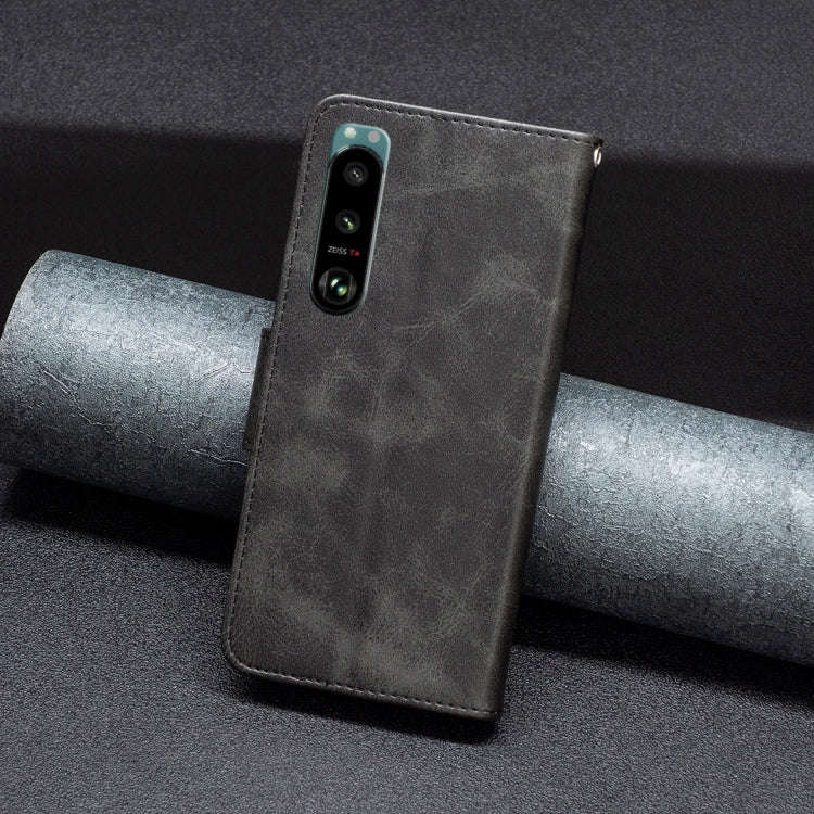 For Sony Xperia 5 III Lambskin Texture Leather Phone Case(Black)