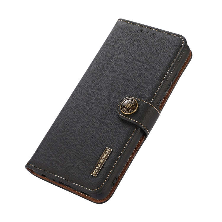 For Nokia X100 KHAZNEH Custer Genuine Leather RFID Phone Case(Black)