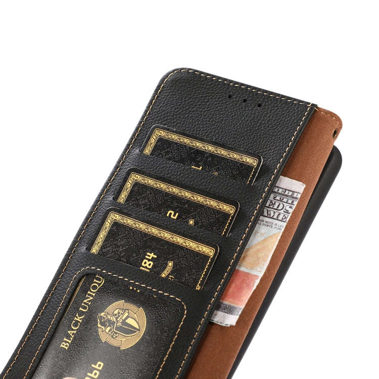 For Nokia X100 KHAZNEH Custer Genuine Leather RFID Phone Case(Black)
