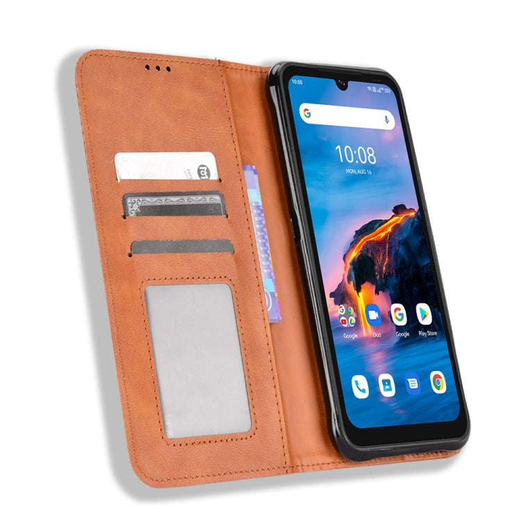 For Umidigi Bison X10G / X10G NFC Magnetic Buckle Retro Texture Leather Phone Case(Brown)