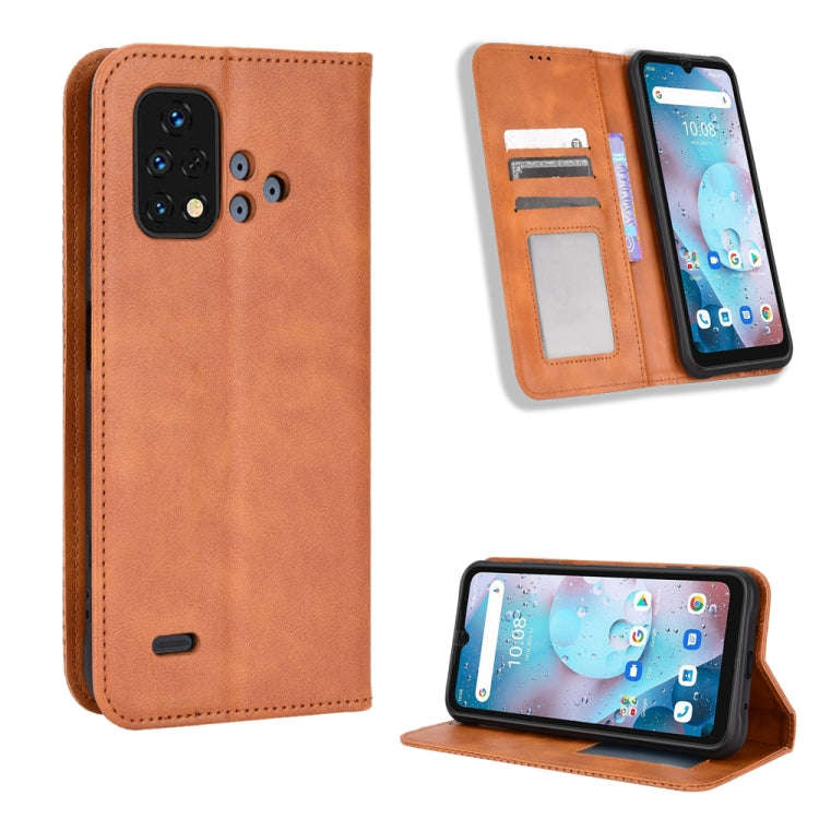 For Umidigi Bison X10S / X10S NFC Magnetic Buckle Retro Texture Leather Phone Case(Brown)