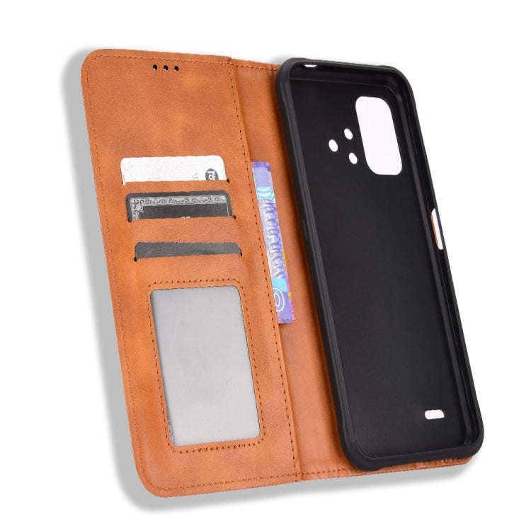 For Umidigi Bison X10S / X10S NFC Magnetic Buckle Retro Texture Leather Phone Case(Brown)