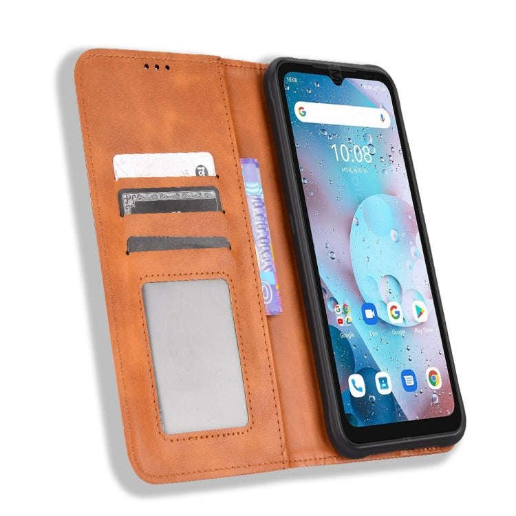 For Umidigi Bison X10S / X10S NFC Magnetic Buckle Retro Texture Leather Phone Case(Brown)