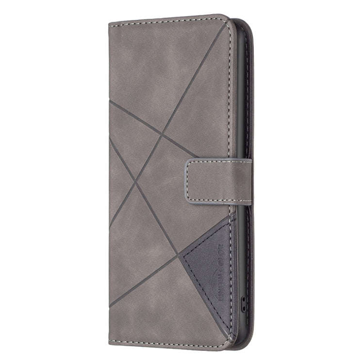 For Sony Xperia 1 III BF05 Magnetic Buckle Rhombus Texture Leather Phone Case(Grey)