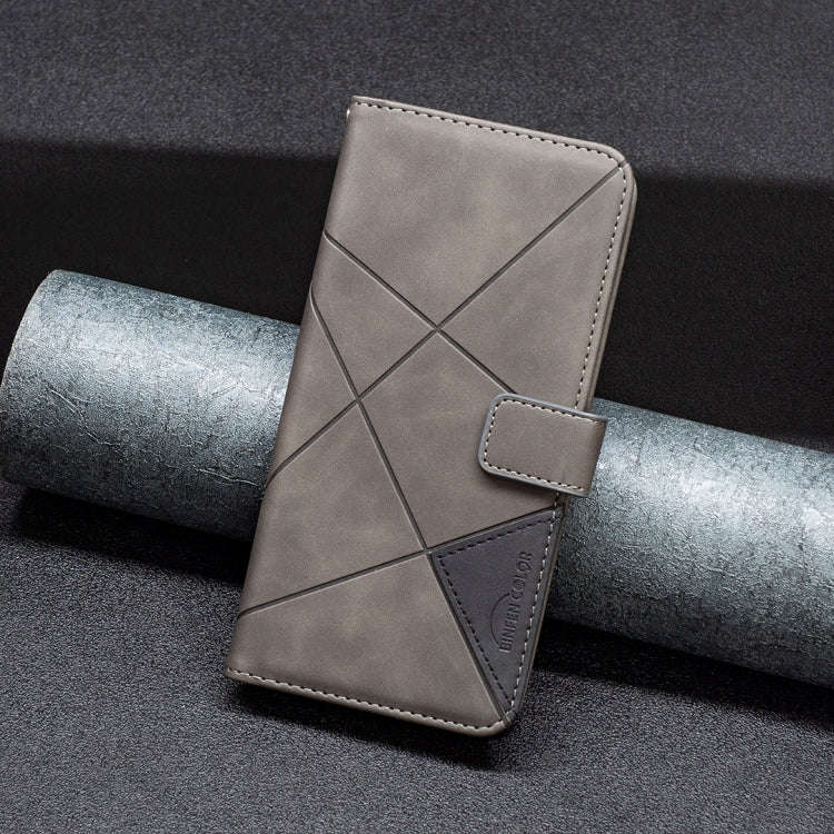 For Sony Xperia 1 III BF05 Magnetic Buckle Rhombus Texture Leather Phone Case(Grey)