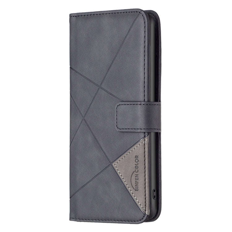 For Sony Xperia 5 III BF05 Magnetic Buckle Rhombus Texture Leather Phone Case(Black)