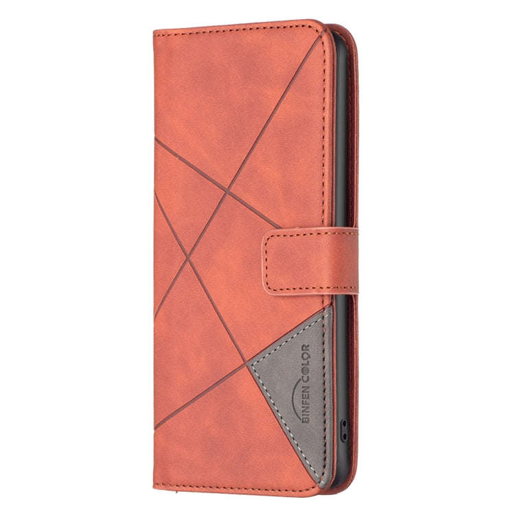 For Sony Xperia 10 III BF05 Magnetic Buckle Rhombus Texture Leather Phone Case(Brown)