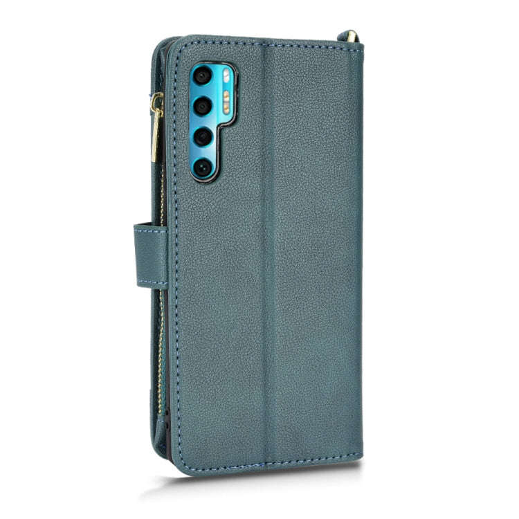For TCL 20 Pro 5G Litchi Texture Zipper Leather Phone Case(Green)