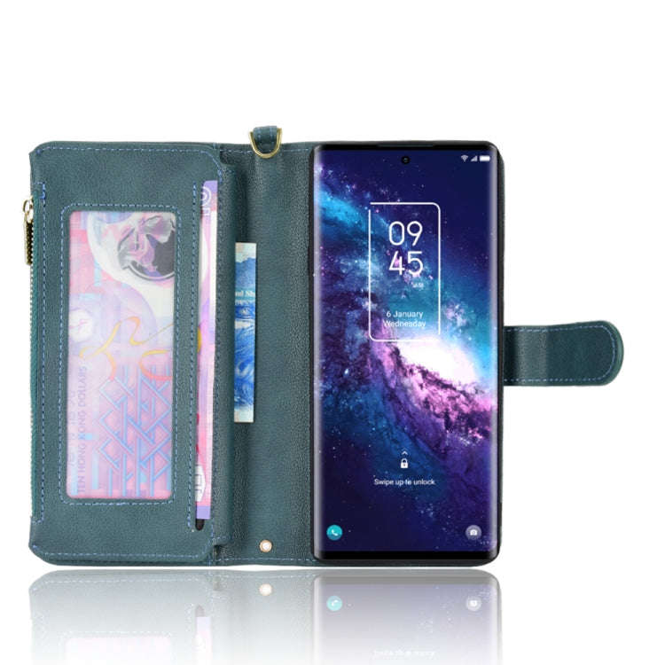 For TCL 20 Pro 5G Litchi Texture Zipper Leather Phone Case(Green)
