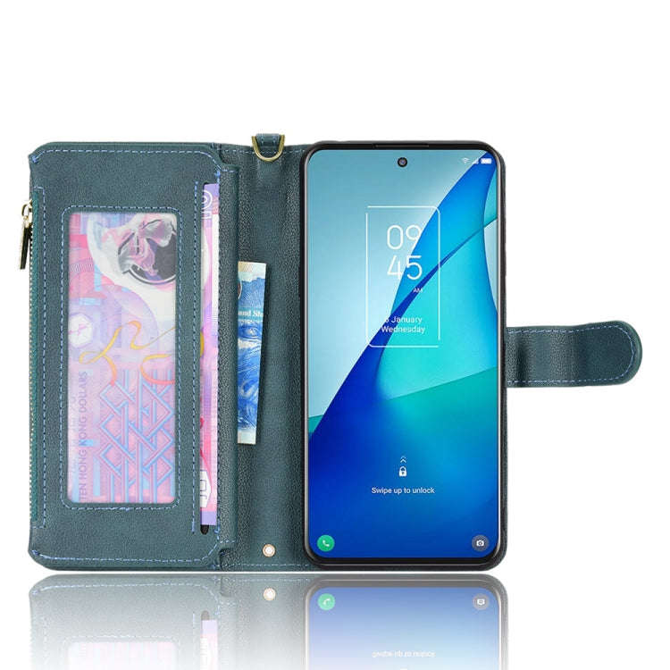For TCL 20S / 20 5G / 20L Litchi Texture Zipper Leather Phone Case(Green)