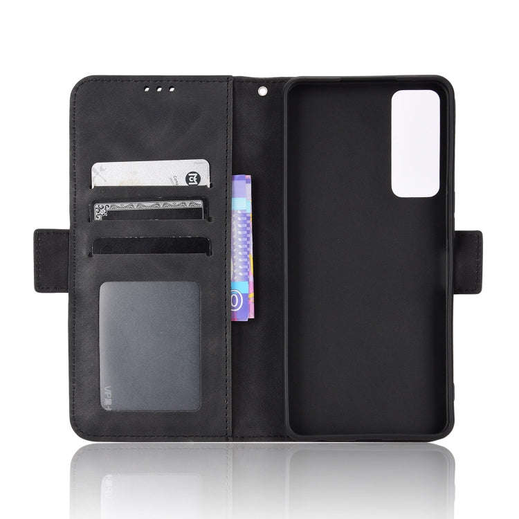 For TCL 30 5G / 30+ Skin Feel Calf Texture Card Slots Leather Phone Case(Black)