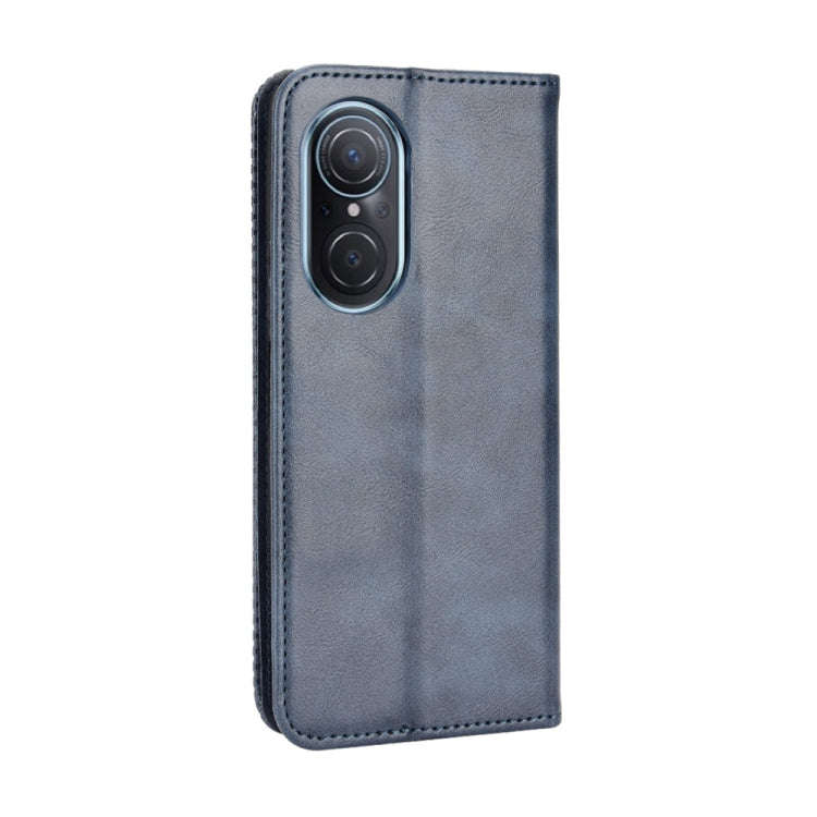 For Honor 50 SE / Huawei nova 9 SE Magnetic Buckle Retro Texture Leather Phone Case(Blue)