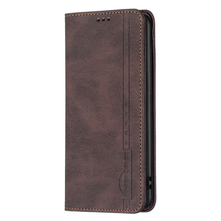 For Honor 60 Magnetic RFID Blocking Anti-Theft Leather Phone Case(Brown)