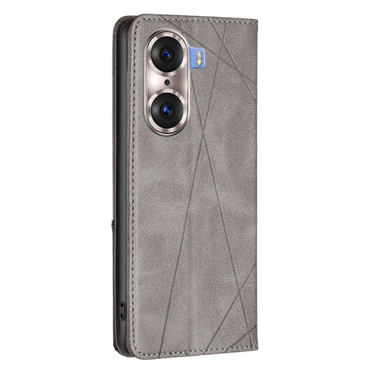 For Honor 60 Pro Prismatic Invisible Magnetic Leather Phone Case(Grey)