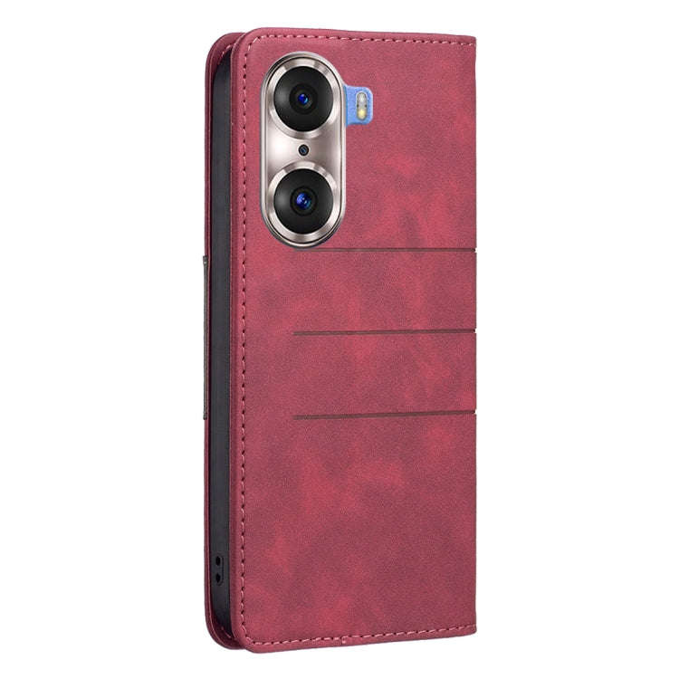 For Honor 60 Pro Magnetic Splicing Leather Phone Case(Red)
