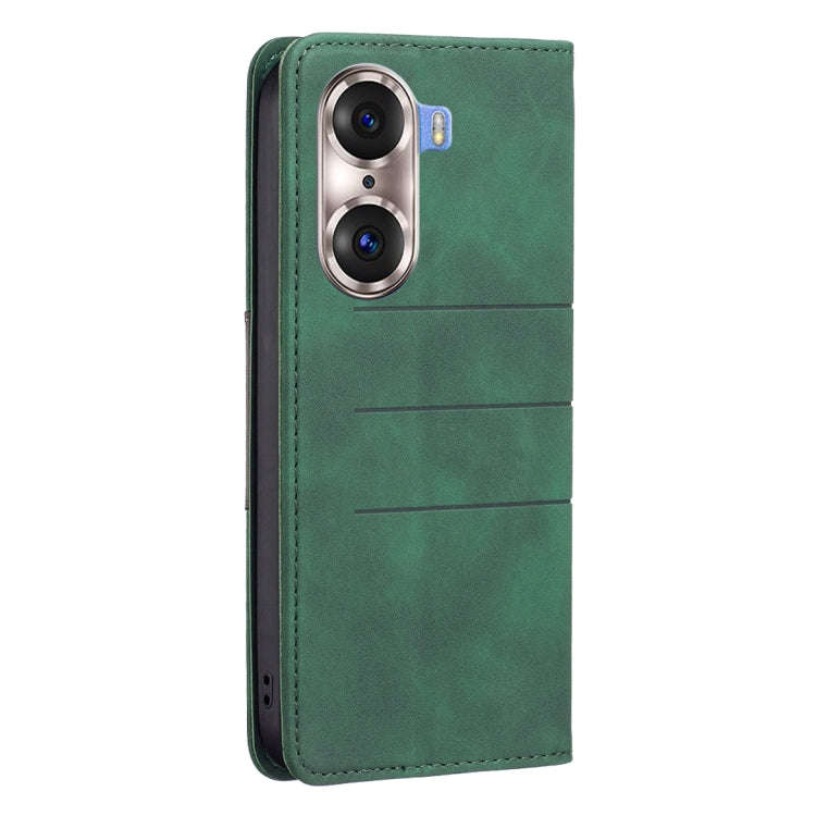 For Honor 60 Pro Magnetic Splicing Leather Phone Case(Green)