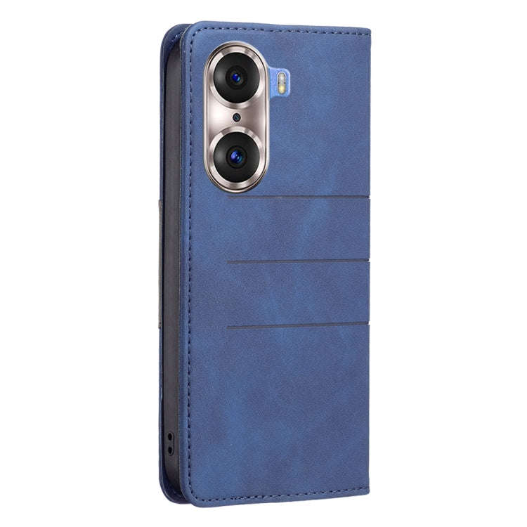 For Honor 60 Pro Magnetic Splicing Leather Phone Case(Blue)