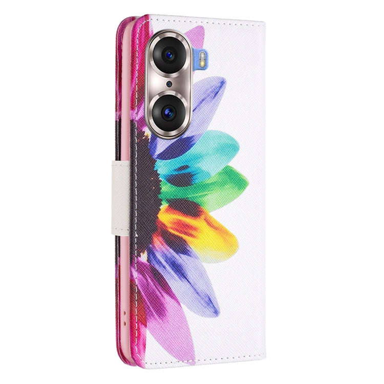 For Honor 60 Pro Colored Drawing Pattern Horizontal Flip Leather Phone Case(Sun Flower)