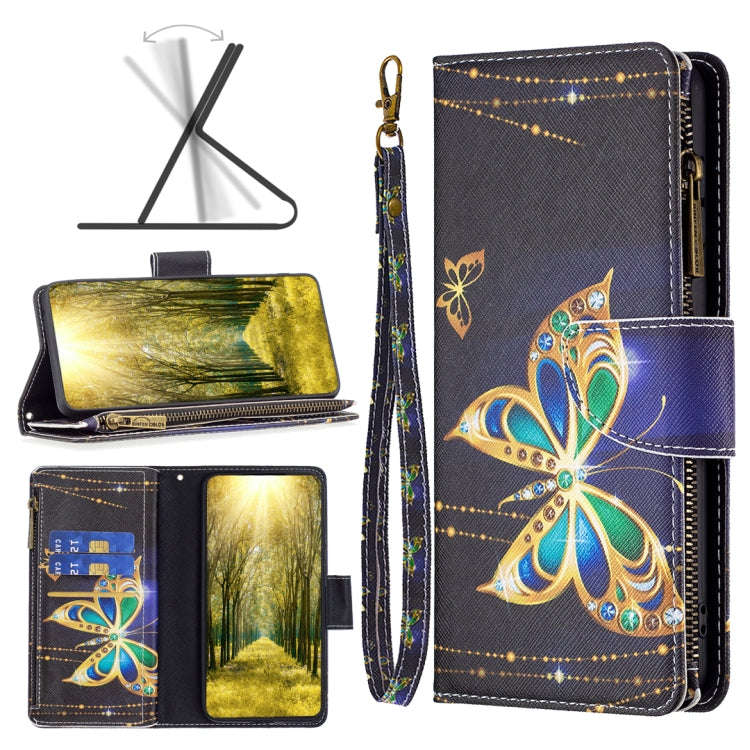 For Honor 60 Colored Drawing Pattern Zipper Horizontal Flip Leather Phone Case(Big Butterfly)