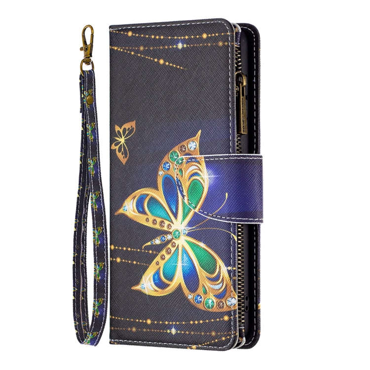 For Honor 60 Colored Drawing Pattern Zipper Horizontal Flip Leather Phone Case(Big Butterfly)