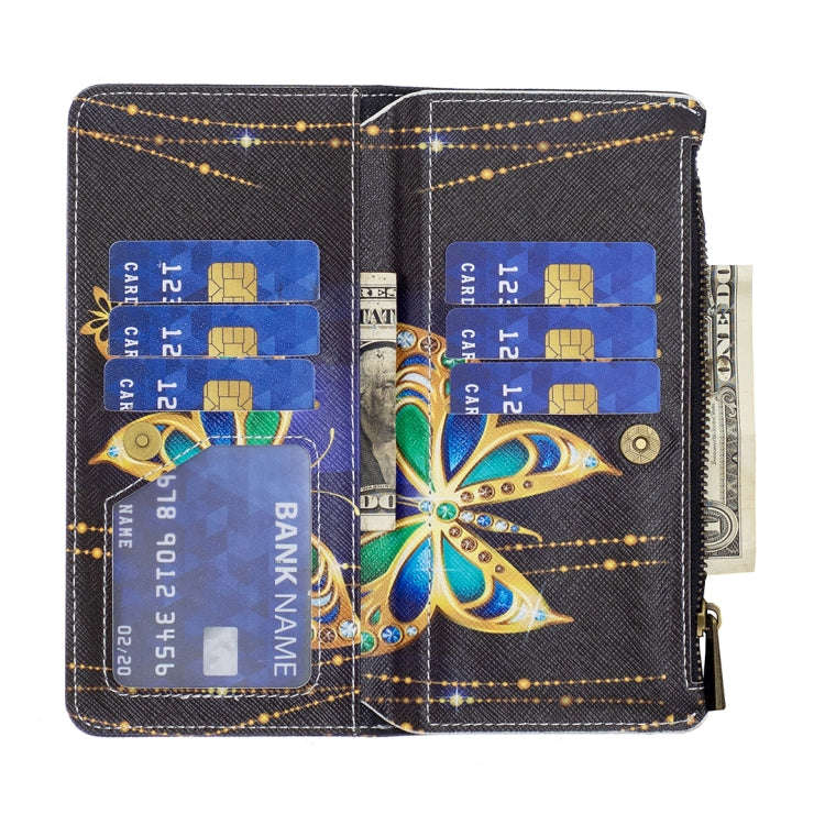 For Honor 60 Colored Drawing Pattern Zipper Horizontal Flip Leather Phone Case(Big Butterfly)