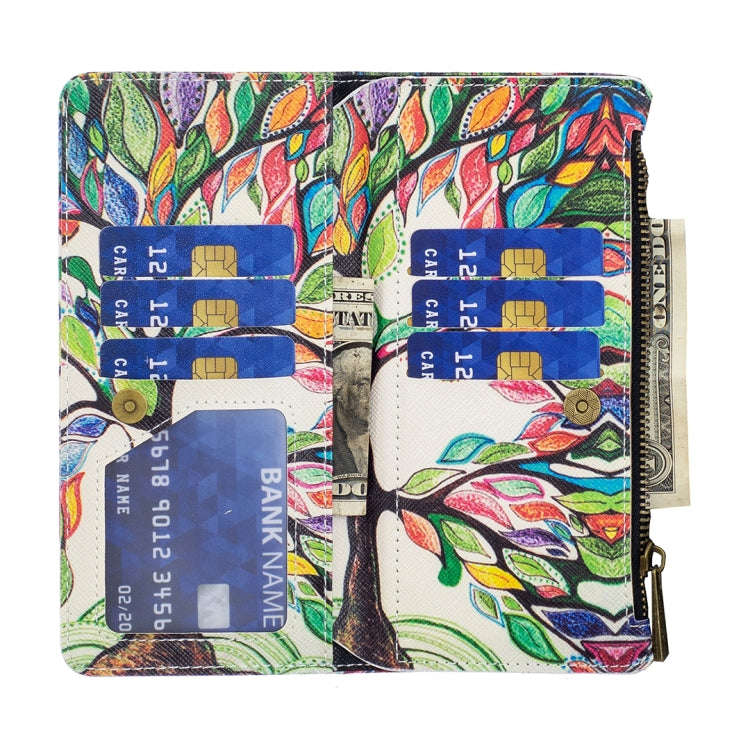 For Honor 60 Pro Colored Drawing Pattern Zipper Horizontal Flip Leather Phone Case(Tree)