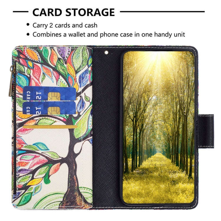 For Honor 60 Pro Colored Drawing Pattern Zipper Horizontal Flip Leather Phone Case(Tree)