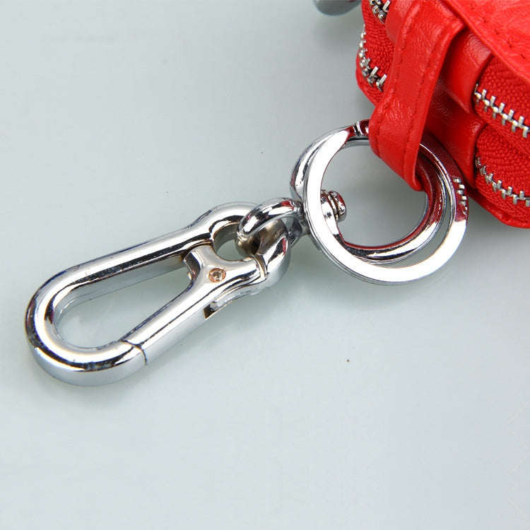 9075 Universal Crocodile Texture Genuine Leather Double Zipper Car Key Case(Coffee)